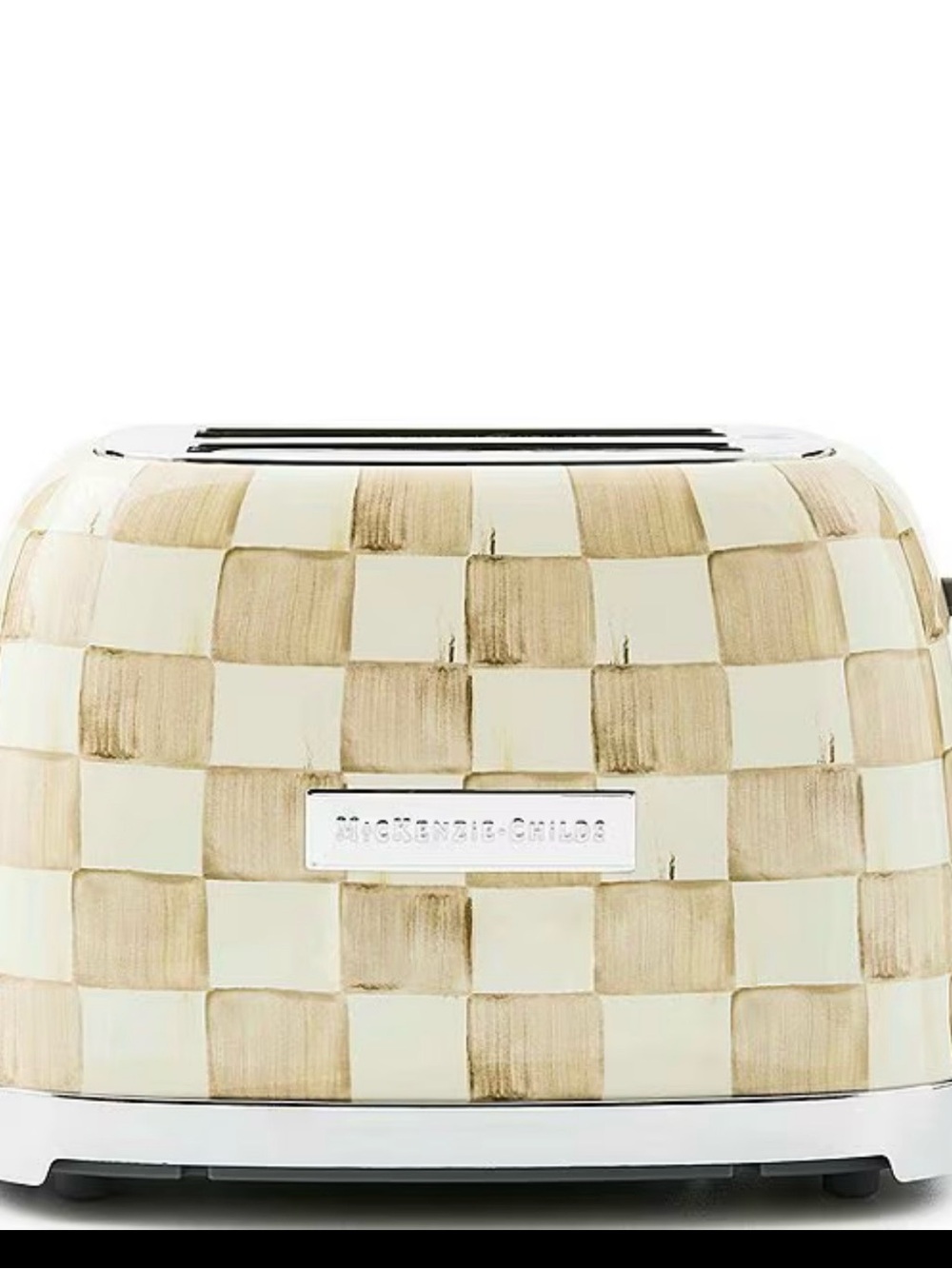 Brand New in Box MacKenzie-Childs Cream and Tan Checkered Toaster